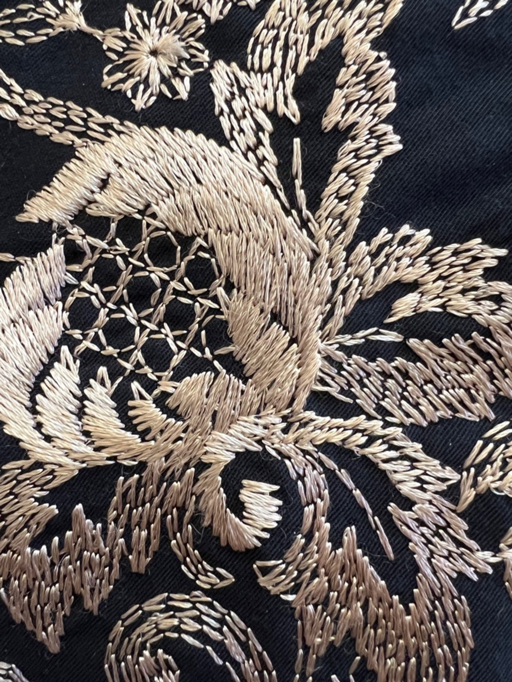 Vintage ICE Embroidered Vest Black Gold Boho Tie Back Cottagecore M - Picture 5 of 5